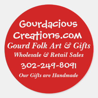 Gourdacious, Creations.com, Gourd Folk Art &... Ronde Sticker