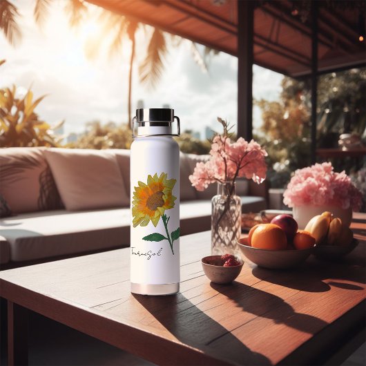 Gourde bouteille d'eau tournesol jaune aquarelle