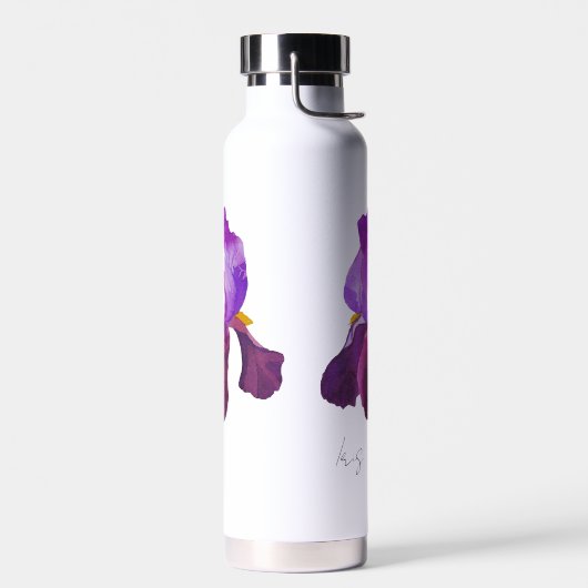 Gourde bouteille fleur iris violet aquarelle (Gauche)