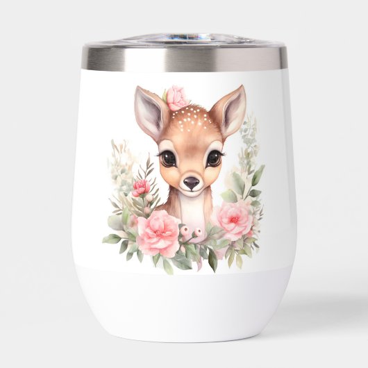 Gourde Cerf fleurs aquarelle sublimation (Avant)