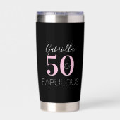 Gourde Isotherme 50th Birthday Black Pink Personalized Party Favor (Couvercle)