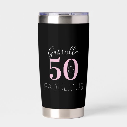 Gourde Isotherme 50th Birthday Black Pink Personalized Party Favor (Extérieur)