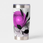 Gourde Isotherme Abstract Black Gray With Magenta Fractal Art (Couvercle)