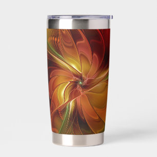 Gourde Isotherme Abstrait Rouge Orange Brown Vert Fractal Art Flowe