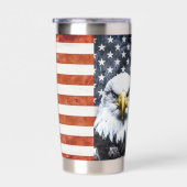 Gourde Isotherme Aigle rustique sur le drapeau américain (Gauche)