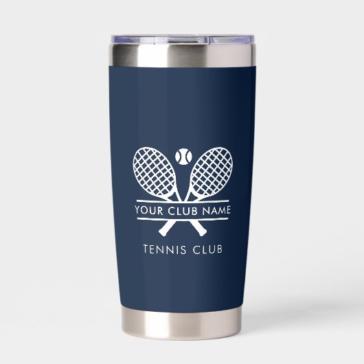 Gourde Isotherme Ajouter Votre Nom Club Tennis Sports Marine Blue (Extérieur)