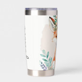 Gourde Isotherme Aquarelle florale renard personnalisé (Couvercle)