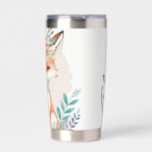 Gourde Isotherme Aquarelle florale renard personnalisé (Extérieur)