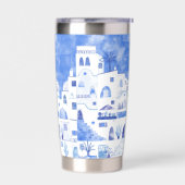 Gourde Isotherme Aquarelle Santorin Grèce (Gauche)