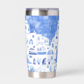 Gourde Isotherme Aquarelle Santorin Grèce (Extérieur)