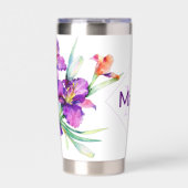 Gourde Isotherme Aquarelle violette Iris personnalisée Café Mug (Extérieur)