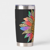 Gourde Isotherme Arc en ciel et empreinte de léopard personnalisé (Couvercle)