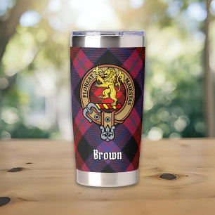 Gourde Isotherme Armoirie du clan Brown sur tartan