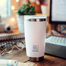 Avant et arrière bleu personnalisé, blanc de 20 oz