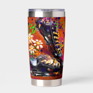 Gourde Isotherme Baskets et marguerites Magnet orange impressionnis