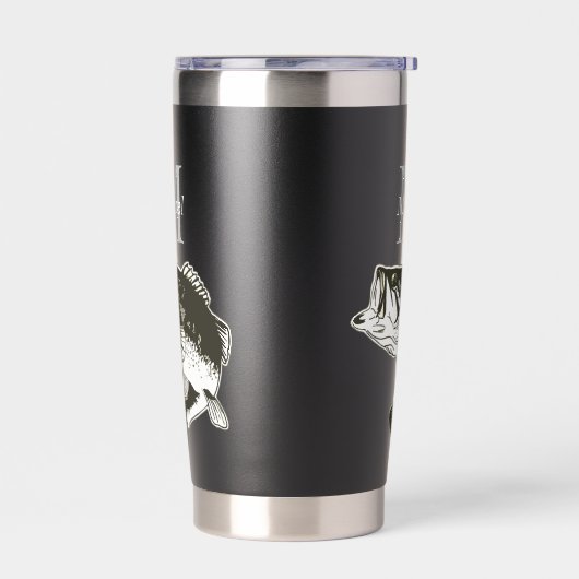 Gourde Isotherme Basse Personnalisé Pêche Monogramme En Plein Air R (Gauche)