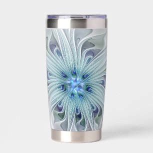 Gourde Isotherme Beauté florale Abstrait Moderne Fleur Pastel Bleu