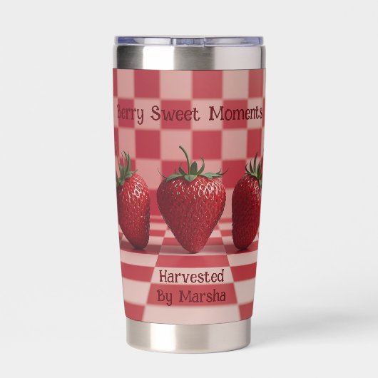 Gourde Isotherme Berry Sweet Red Checkered Strawberry Tumbler (Couvercle)