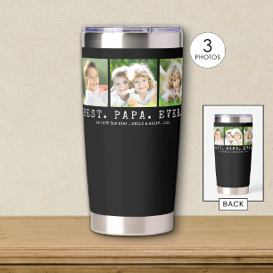 Gourde Isotherme BEST PAPA EVER 3 Photos Personnalisées