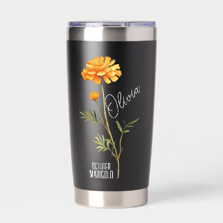 Gourde Isotherme Birth Flower Month October Marigold Name Black