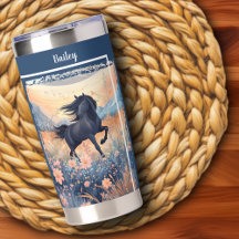 Black Stallion Montagnes Fleurs sauvages Personnal