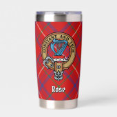 Gourde Isotherme Blason de Clan Rose sur Tartan (Extérieur)