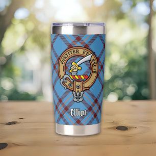 Gourde Isotherme Blason du clan Elliot sur un tartan ancien