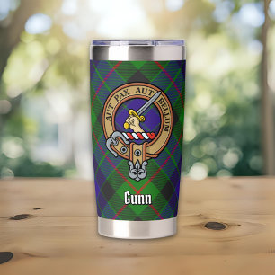 Gourde Isotherme Blason du Clan Gunn sur tartan