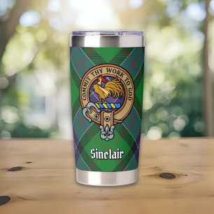 Gourde Isotherme Blason du Clan Sinclair sur tartan de chasse