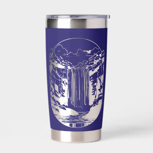 Gourde Isotherme Bleu foncé avec l'eau spatiale négative chute