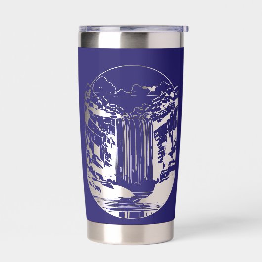 Gourde Isotherme Bleu foncé avec l'eau spatiale négative chute (Gauche)