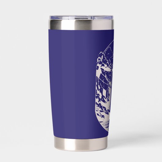 Gourde Isotherme Bleu foncé avec l'eau spatiale négative chute (Extérieur)