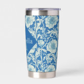 Gourde Isotherme Blue Floral William Morris Elegant Monogram (Gauche)