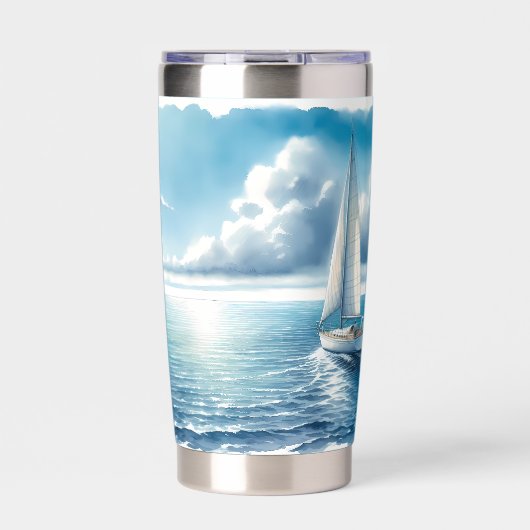 Gourde Isotherme Blue Horizon Solitary Sailboat (Extérieur)