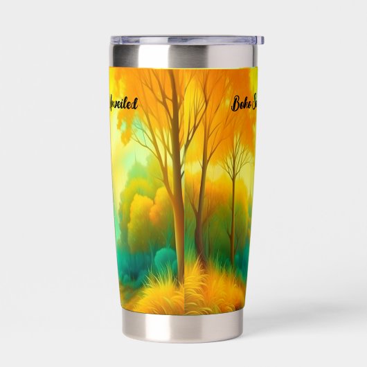 Gourde Isotherme Boho Soul dévoilé Monogramme vert et jaune | (Gauche)