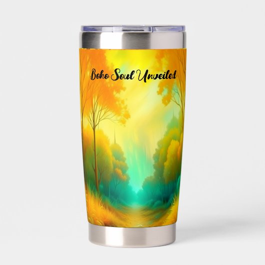 Gourde Isotherme Boho Soul dévoilé Monogramme vert et jaune | (Extérieur)