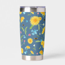 Bumblebebees et Dandelions sur Bleu