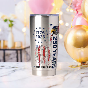 Gourde Isotherme Célébration de 250 ans Drapeau américain grunge Ai