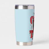 Gourde Isotherme Chat dans le Casquette | Texte B&W (Extérieur)