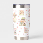 Gourde Isotherme Chats de printemps Fleurs Casquettes Pêcher blanc (Couvercle)