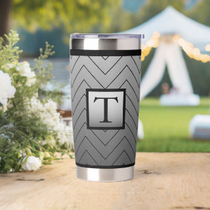 Gourde Isotherme Chic moderne noir et gris Chevron