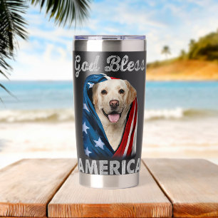 Gourde Isotherme Chien Labrador Drapeau Américain USA 4 Juillet Amo