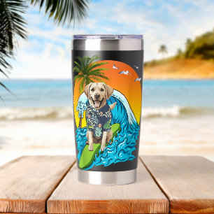 Gourde Isotherme Chien Labrador Retriever Surfant Surfeur Hawaii Ét