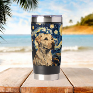 Gourde Isotherme Chien Labrador Retriever Van Gogh Style Nuit Étoil