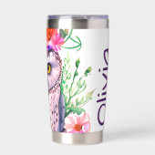 Gourde Isotherme Chouette florale aquarelle personnalisée (Extérieur)