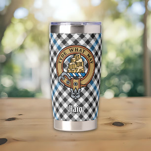 Gourde Isotherme Cimier du clan Haig sur tartan à carreaux