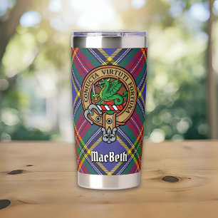 Gourde Isotherme Cimier du clan MacBeth sur tartan