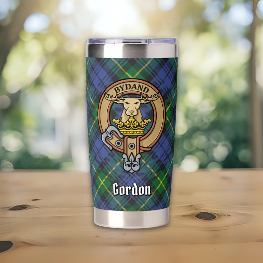 Gourde Isotherme Clan Gordon Crest sur Tartan