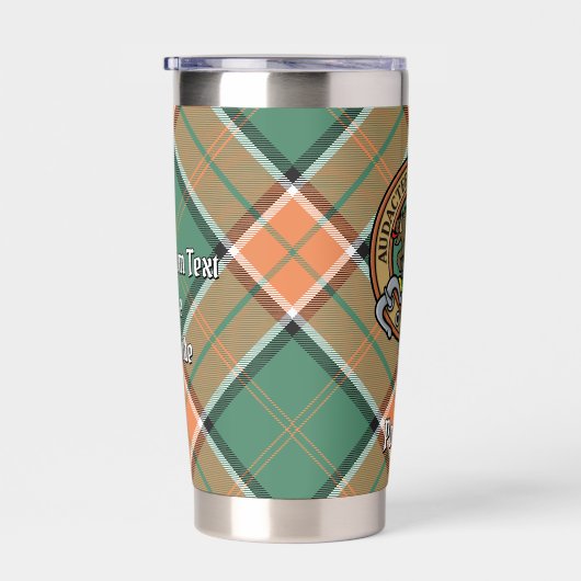 Gourde Isotherme Clan Pollock Crest sur Tartan (Gauche)