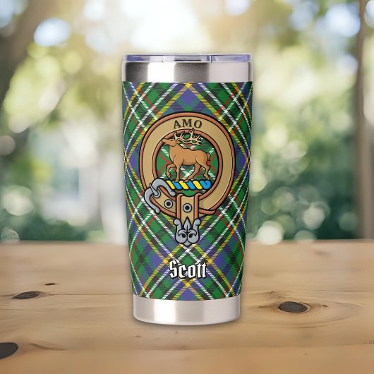 Gourde Isotherme Clan Scott Crest sur Green Tartan